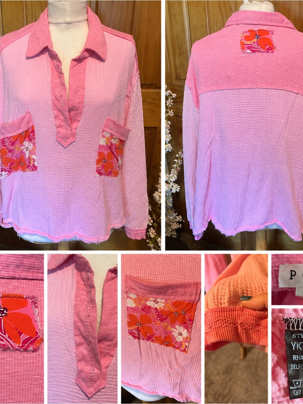 POL boho pink and floral blouse XL